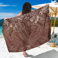 Hawaiian Turtles and Leis Sarong Tribal Kakau Pattern Mocha Mousse Color