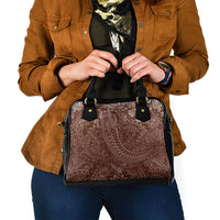 Hawaiian Turtles and Leis Shoulder Handbag Tribal Kakau Pattern Mocha Mousse Color