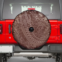 Hawaiian Turtles and Leis Spare Tire Cover Tribal Kakau Pattern Mocha Mousse Color