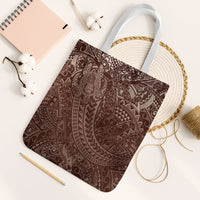 Hawaiian Turtles and Leis Tote Bag Tribal Kakau Pattern Mocha Mousse Color