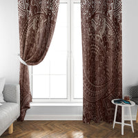 Hawaiian Turtles and Leis Window Curtain Tribal Kakau Pattern Mocha Mousse Color