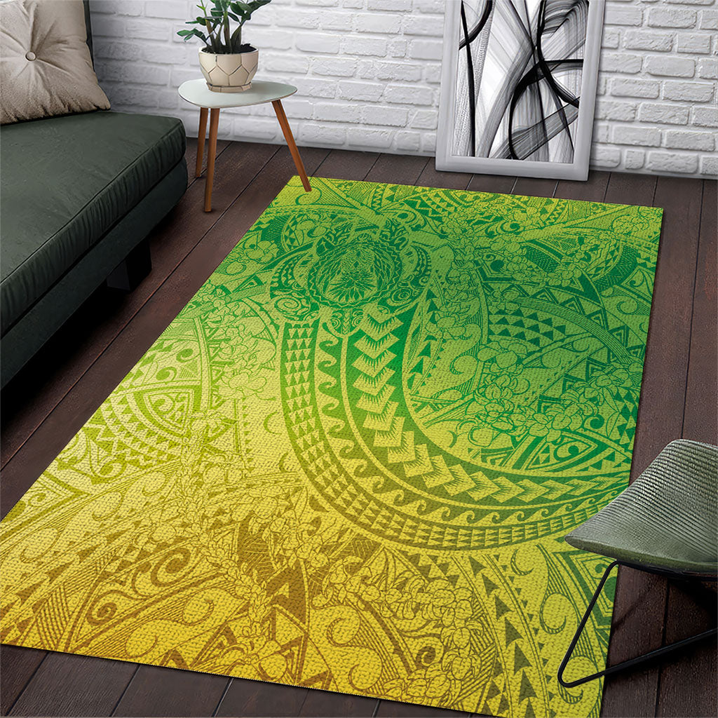 Hawaiian Turtles and Leis Area Rug Tribal Kakau Pattern Fresh Summer Vibe