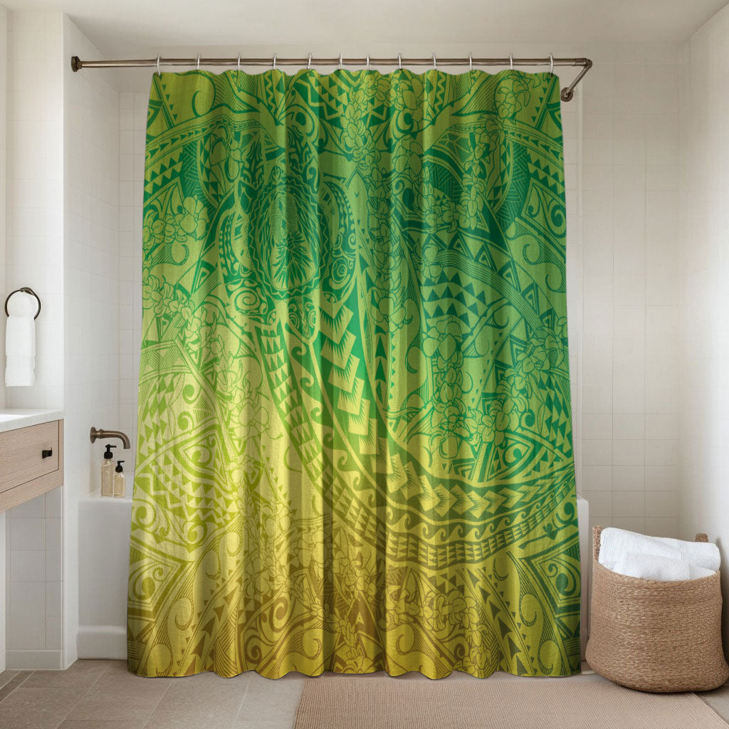 Hawaiian Turtles and Leis Bathroom Set Tribal Kakau Pattern Fresh Summer Vibe