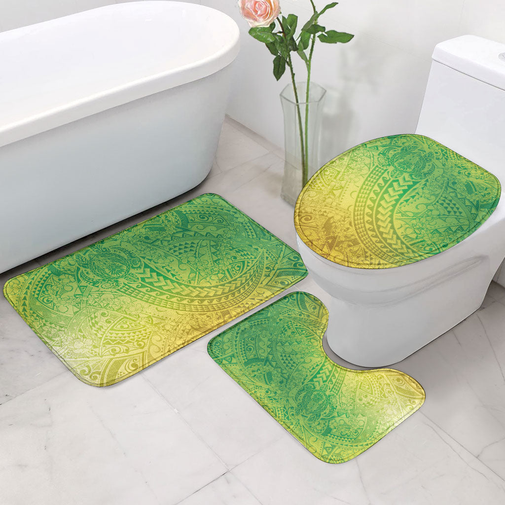 Hawaiian Turtles and Leis Bathroom Set Tribal Kakau Pattern Fresh Summer Vibe