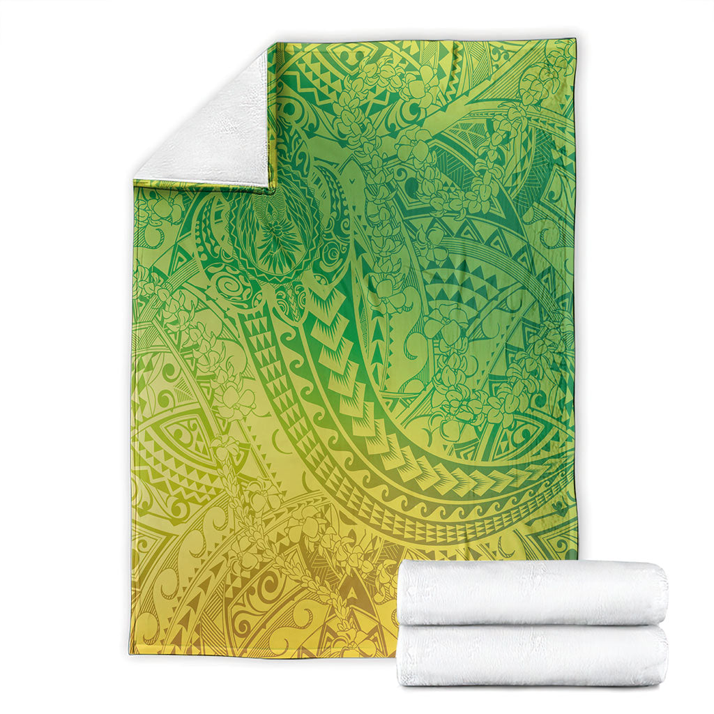 Hawaiian Turtles and Leis Blanket Tribal Kakau Pattern Fresh Summer Vibe