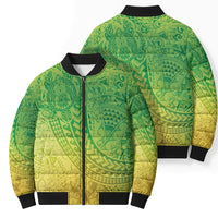 Hawaiian Turtles and Leis Bomber Puffer Jacket Tribal Kakau Pattern Fresh Summer Vibe
