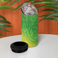 Hawaiian Turtles and Leis 4 in 1 Can Cooler Tumbler Tribal Kakau Pattern Fresh Summer Vibe