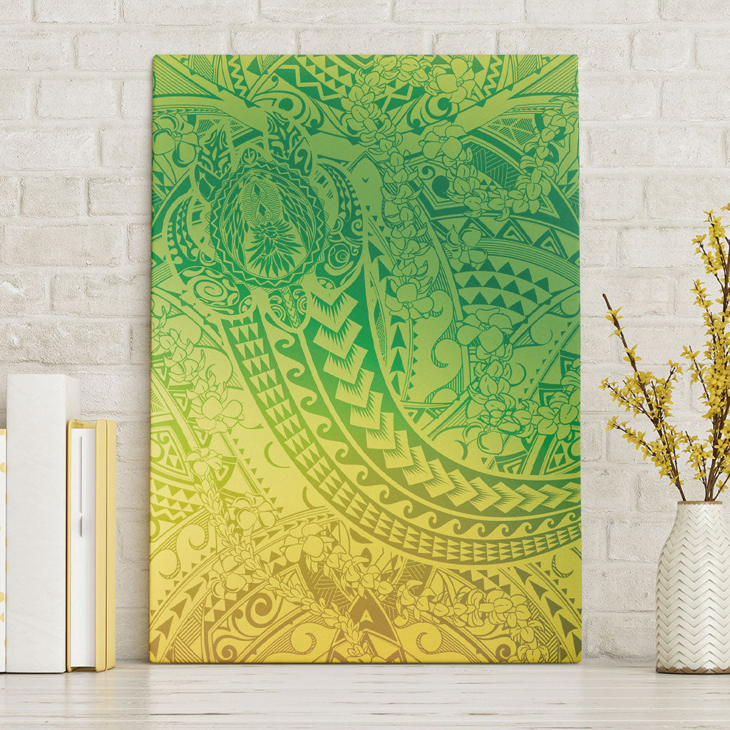 Hawaiian Turtles and Leis Canvas Wall Art Tribal Kakau Pattern Fresh Summer Vibe LT03 Without Frame Green - Polynesian Pride