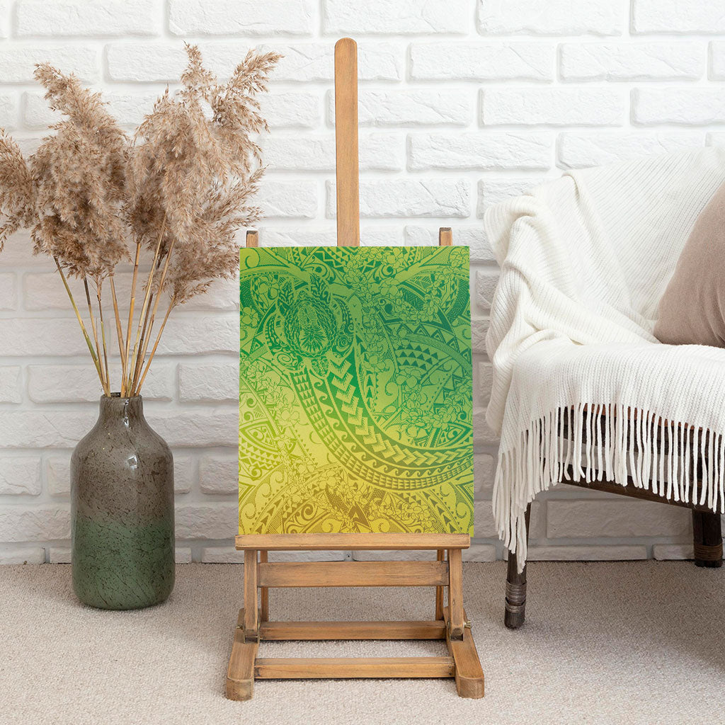 Hawaiian Turtles and Leis Canvas Wall Art Tribal Kakau Pattern Fresh Summer Vibe