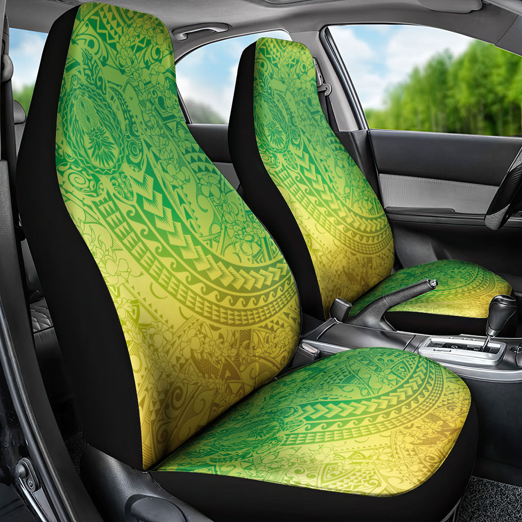 Hawaiian Turtles and Leis Car Seat Cover Tribal Kakau Pattern Fresh Summer Vibe