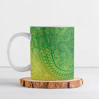 Hawaiian Turtles and Leis Ceramic Mug Tribal Kakau Pattern Fresh Summer Vibe
