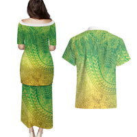 Hawaiian Turtles and Leis Couples Matching Puletasi and Hawaiian Shirt Tribal Kakau Pattern Fresh Summer Vibe