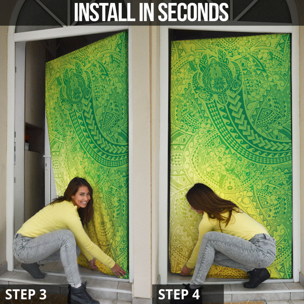 Hawaiian Turtles and Leis Door Cover Tribal Kakau Pattern Fresh Summer Vibe