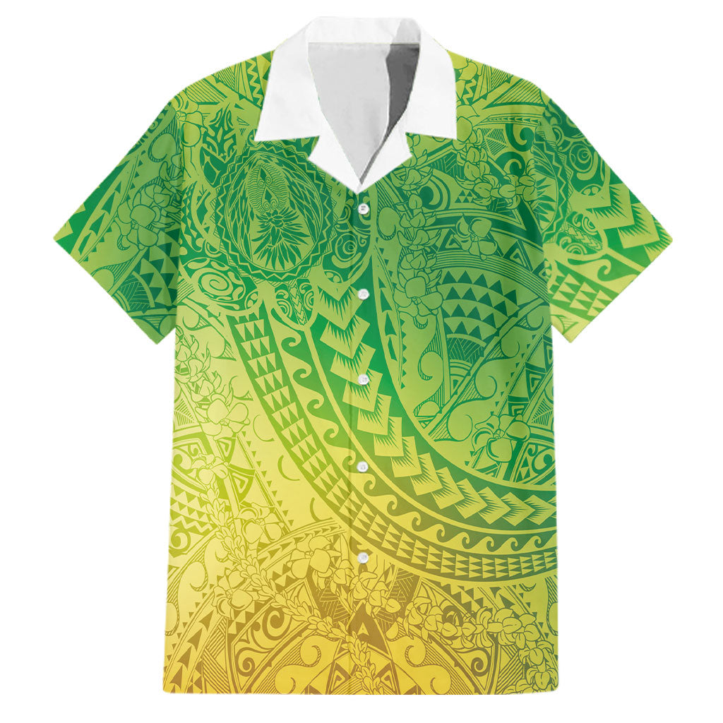 Hawaiian Turtles and Leis Family Matching Mermaid Dress and Hawaiian Shirt Tribal Kakau Pattern Fresh Summer Vibe