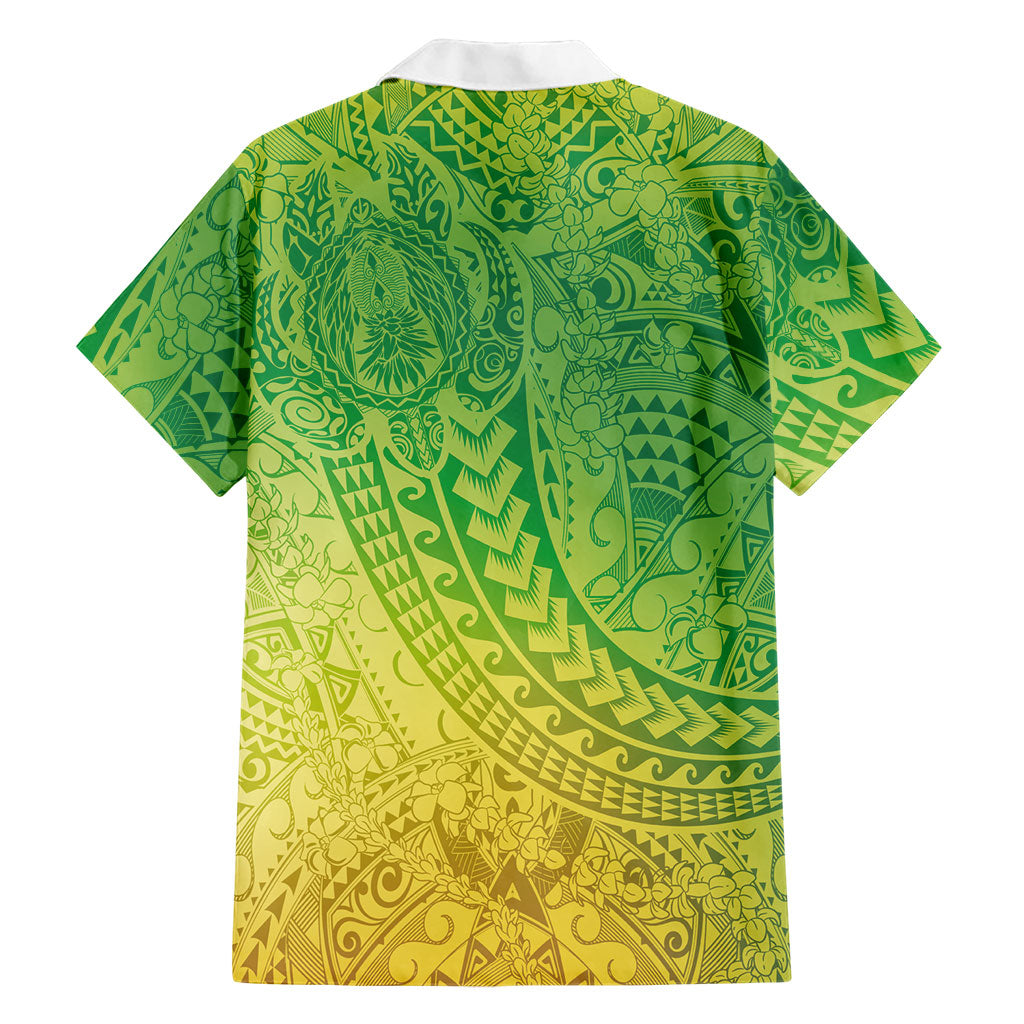 Hawaiian Turtles and Leis Family Matching Off The Shoulder Long Sleeve Dress and Hawaiian Shirt Tribal Kakau Pattern Fresh Summer Vibe
