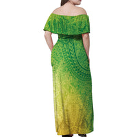 Hawaiian Turtles and Leis Family Matching Off Shoulder Maxi Dress and Hawaiian Shirt Tribal Kakau Pattern Fresh Summer Vibe