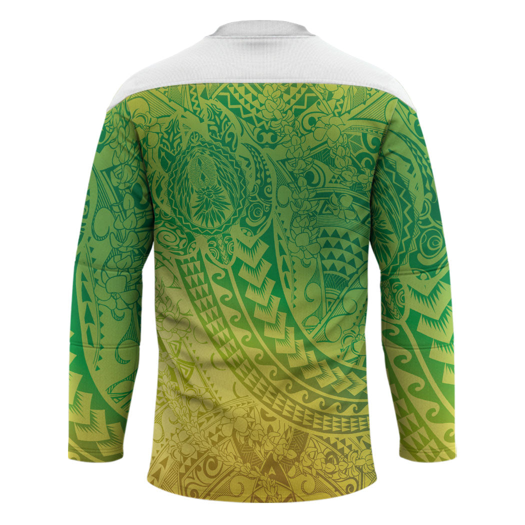 Hawaiian Turtles and Leis Hockey Jersey Tribal Kakau Pattern Fresh Summer Vibe