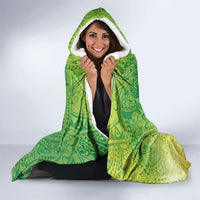 Hawaiian Turtles and Leis Hooded Blanket Tribal Kakau Pattern Fresh Summer Vibe