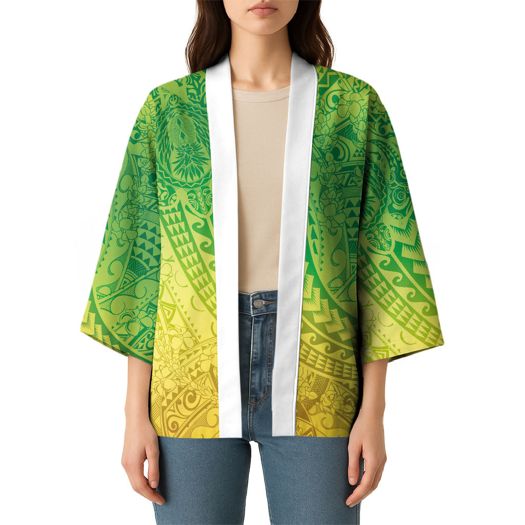 Hawaiian Turtles and Leis Kimono Tribal Kakau Pattern Fresh Summer Vibe