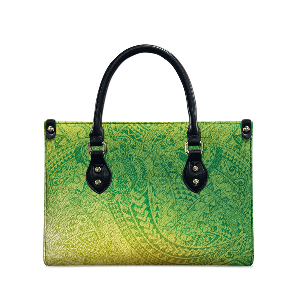 Hawaiian Turtles and Leis Leather Bag Tribal Kakau Pattern Fresh Summer Vibe