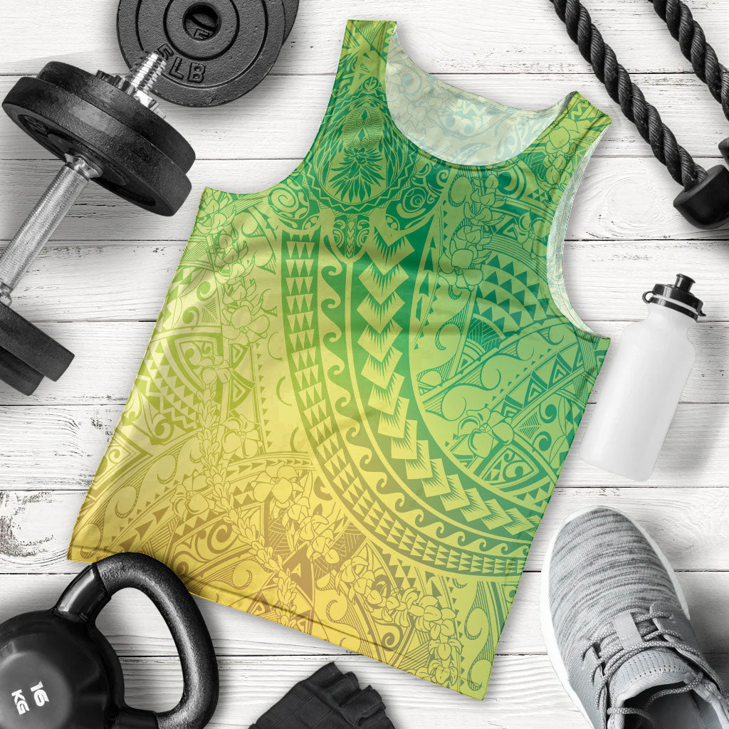 Hawaiian Turtles and Leis Men Tank Top Tribal Kakau Pattern Fresh Summer Vibe
