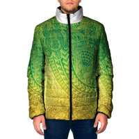 Hawaiian Turtles and Leis Padded Jacket Tribal Kakau Pattern Fresh Summer Vibe