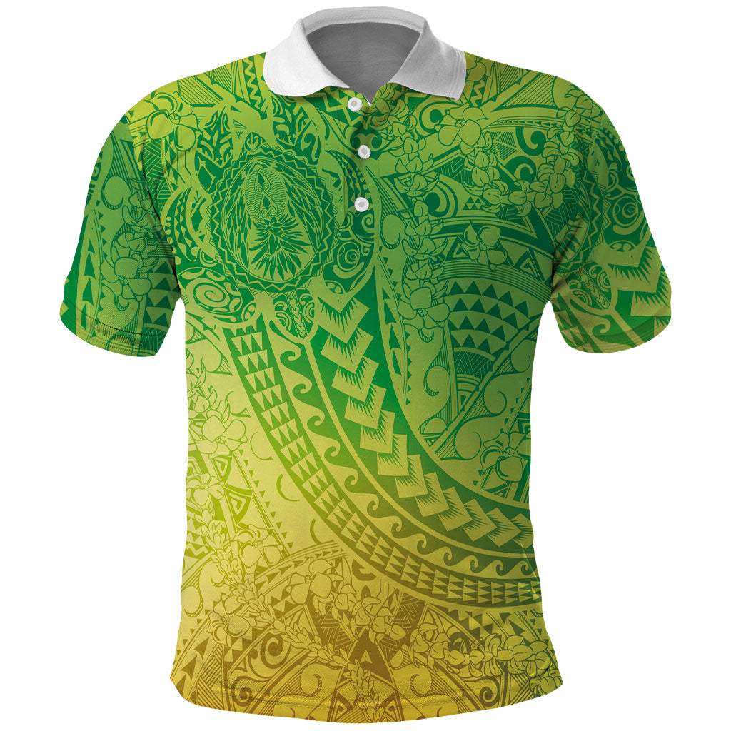 Hawaiian Turtles and Leis Polo Shirt Tribal Kakau Pattern Fresh Summer Vibe LT03 Green - Polynesian Pride