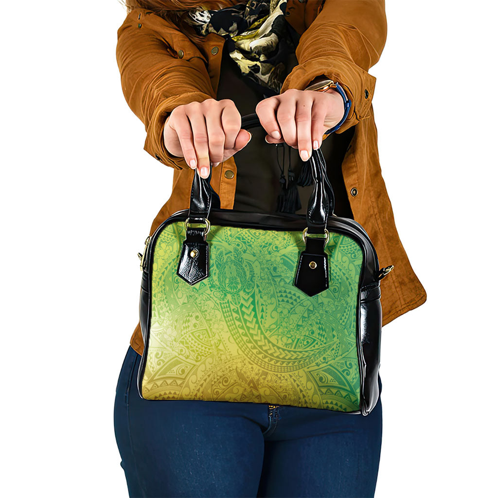 Hawaiian Turtles and Leis Shoulder Handbag Tribal Kakau Pattern Fresh Summer Vibe