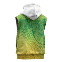 Hawaiian Turtles and Leis Sleeveless Hoodie Tribal Kakau Pattern Fresh Summer Vibe