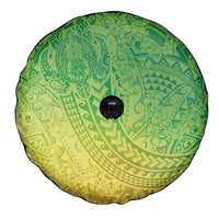 Hawaiian Turtles and Leis Spare Tire Cover Tribal Kakau Pattern Fresh Summer Vibe