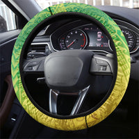 Hawaiian Turtles and Leis Steering Wheel Cover Tribal Kakau Pattern Fresh Summer Vibe