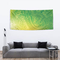 Hawaiian Turtles and Leis Tapestry Tribal Kakau Pattern Fresh Summer Vibe