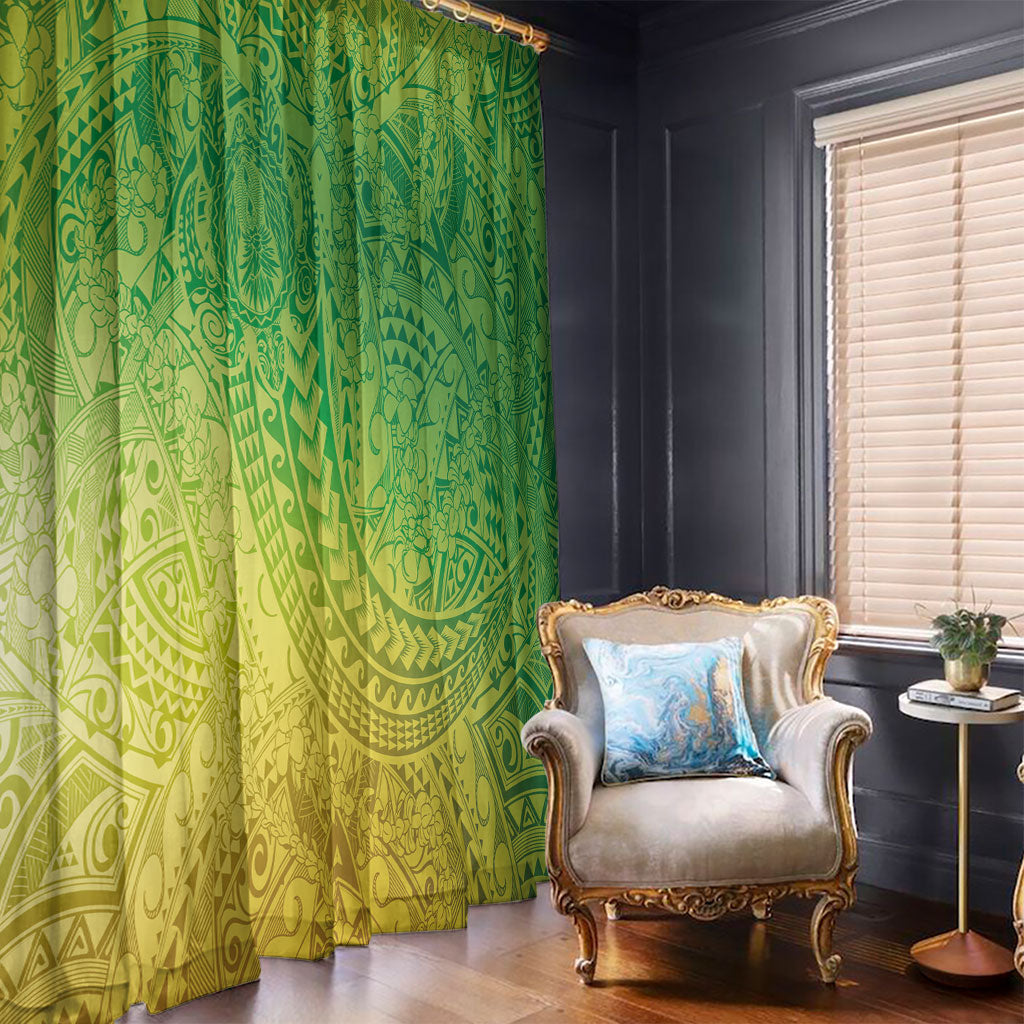 Hawaiian Turtles and Leis Window Curtain Tribal Kakau Pattern Fresh Summer Vibe