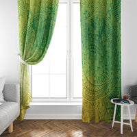 Hawaiian Turtles and Leis Window Curtain Tribal Kakau Pattern Fresh Summer Vibe