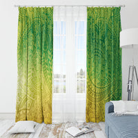 Hawaiian Turtles and Leis Window Curtain Tribal Kakau Pattern Fresh Summer Vibe