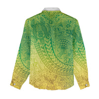 Hawaiian Turtles and Leis Women Casual Shirt Tribal Kakau Pattern Fresh Summer Vibe