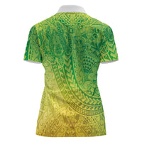 Hawaiian Turtles and Leis Women Polo Shirt Tribal Kakau Pattern Fresh Summer Vibe