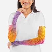 Hawaiian Turtles and Leis Arm Sleeves Tribal Kakau Pattern Magical Rainbow Sky
