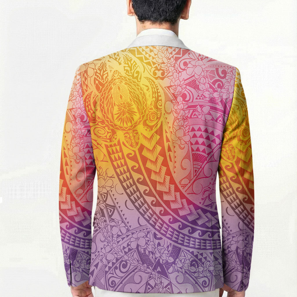 Hawaiian Turtles and Leis Blazer Tribal Kakau Pattern Magical Rainbow Sky