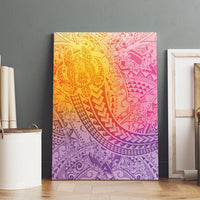 Hawaiian Turtles and Leis Canvas Wall Art Tribal Kakau Pattern Magical Rainbow Sky