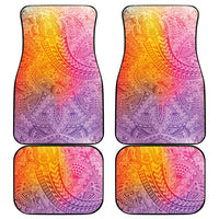 Hawaiian Turtles and Leis Car Mats Tribal Kakau Pattern Magical Rainbow Sky