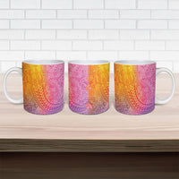 Hawaiian Turtles and Leis Ceramic Mug Tribal Kakau Pattern Magical Rainbow Sky