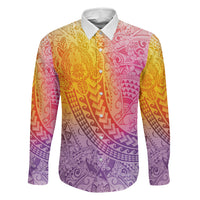 Hawaiian Turtles and Leis Family Matching Mermaid Dress and Hawaiian Shirt Tribal Kakau Pattern Magical Rainbow Sky