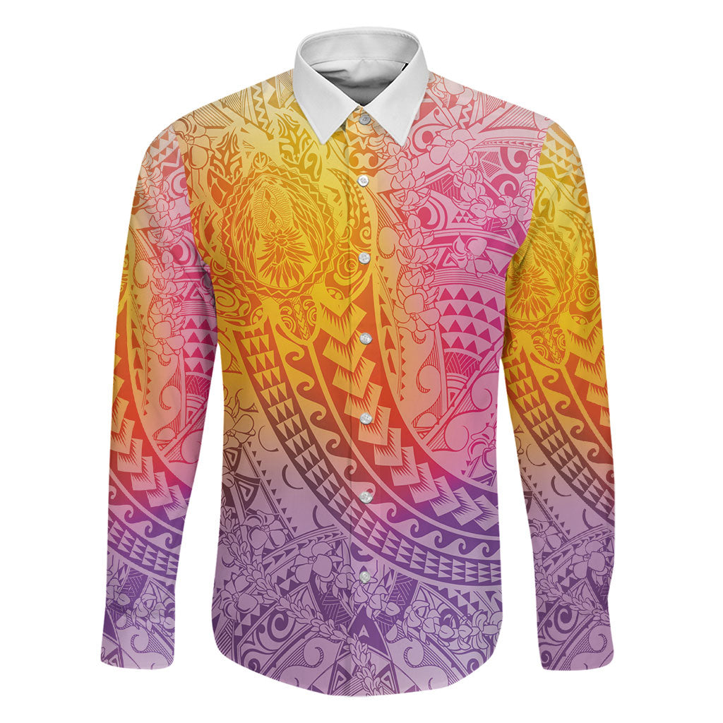 Hawaiian Turtles and Leis Family Matching Summer Maxi Dress and Hawaiian Shirt Tribal Kakau Pattern Magical Rainbow Sky