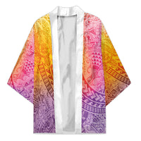 Hawaiian Turtles and Leis Kimono Tribal Kakau Pattern Magical Rainbow Sky