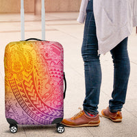 Hawaiian Turtles and Leis Luggage Cover Tribal Kakau Pattern Magical Rainbow Sky