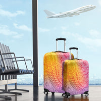 Hawaiian Turtles and Leis Luggage Cover Tribal Kakau Pattern Magical Rainbow Sky