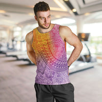Hawaiian Turtles and Leis Men Tank Top Tribal Kakau Pattern Magical Rainbow Sky