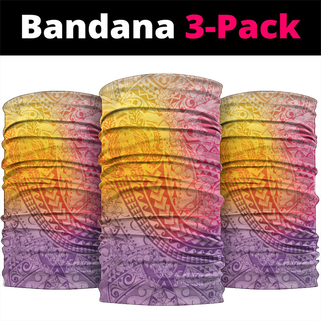 Hawaiian Turtles and Leis Neck Gaiter Tribal Kakau Pattern Magical Rainbow Sky