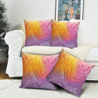 Hawaiian Turtles and Leis Pillow Cover Tribal Kakau Pattern Magical Rainbow Sky